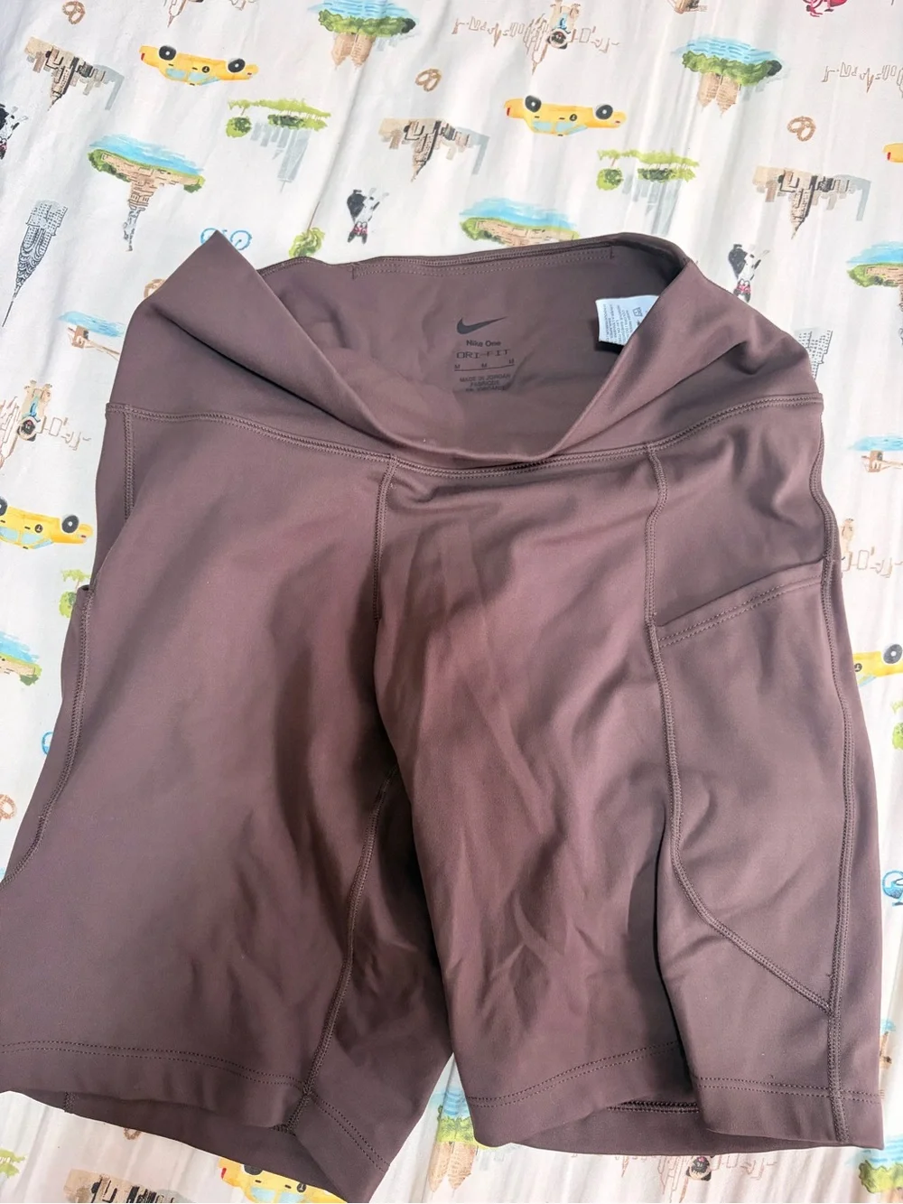 Nike Women's Brown Athletic Bike Shorts with Pockets